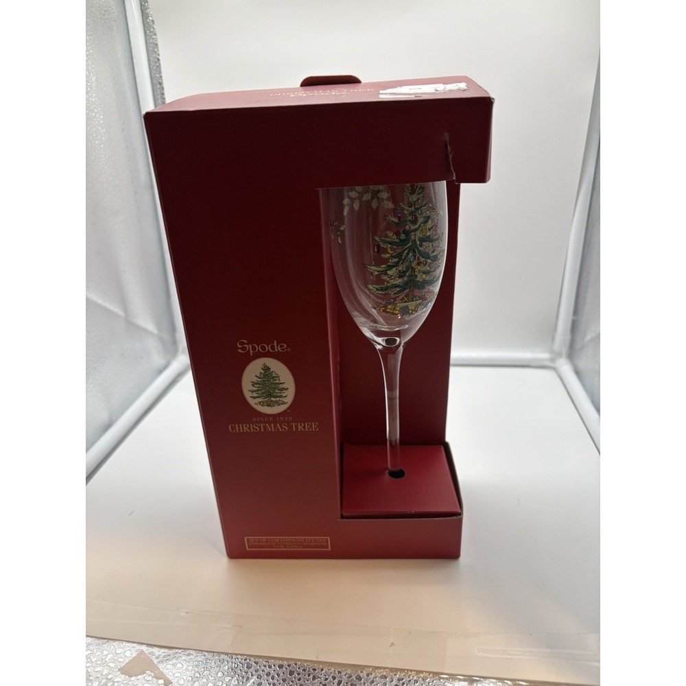Spode® Christmas Tree Champagne Flutes (Set of 2) New In Box